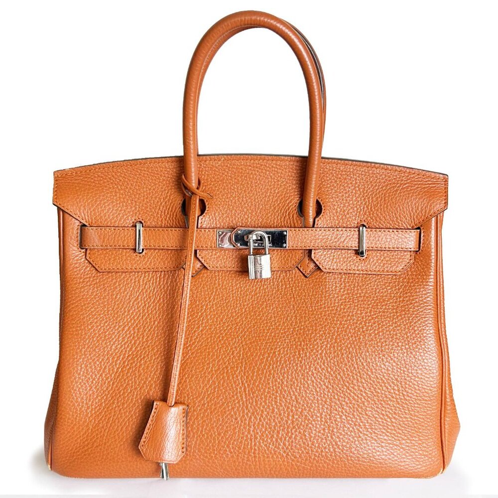 Hermes Orange Clemence 30cm Birkin Bag